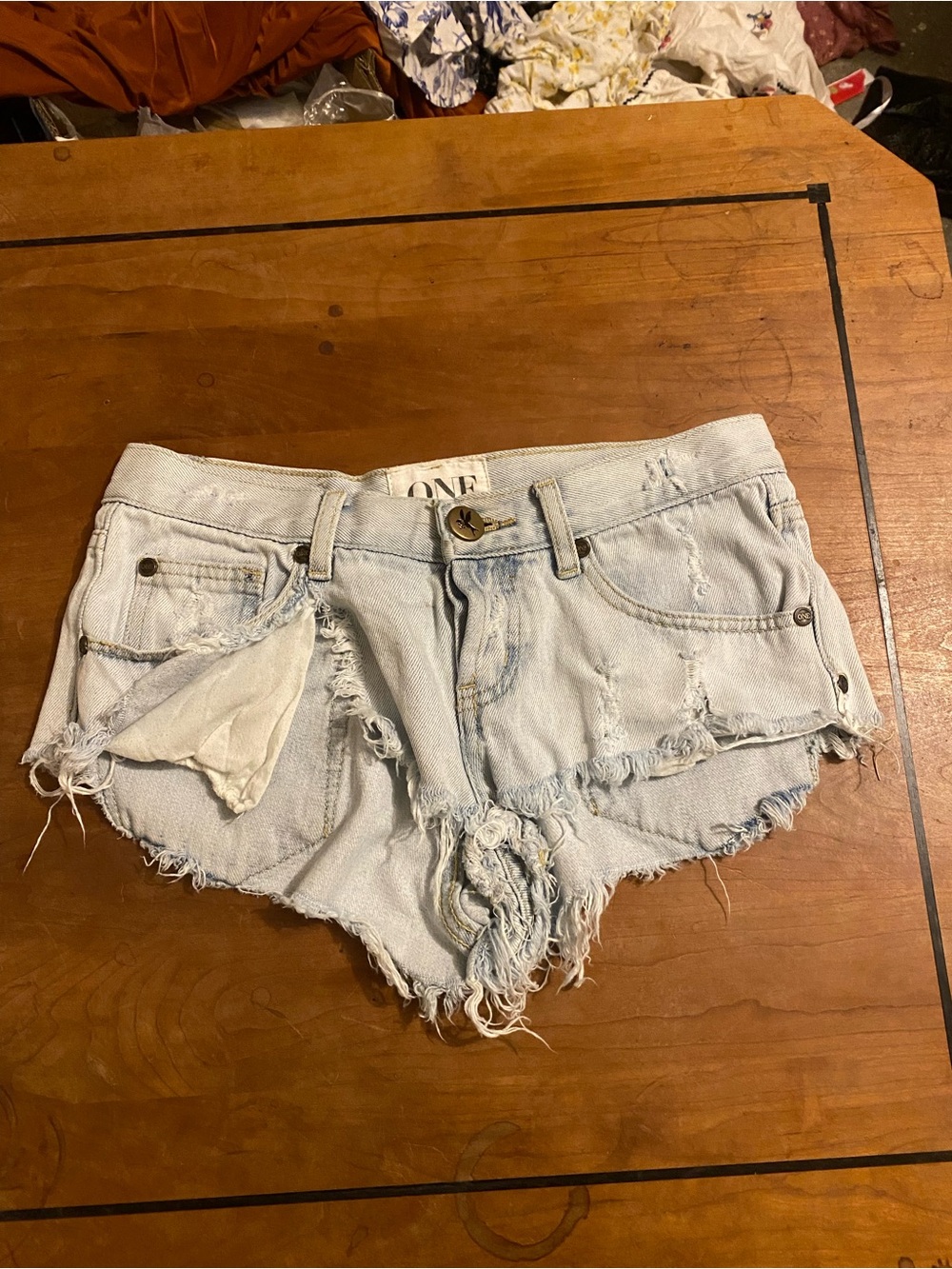 One teaspoon Light Wash Distressed Denim Women's Shorts